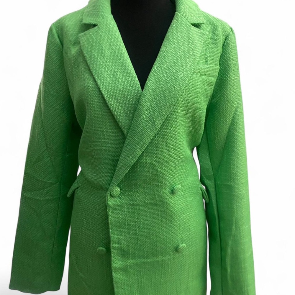 Vibrant Green Double-Breasted Blazer